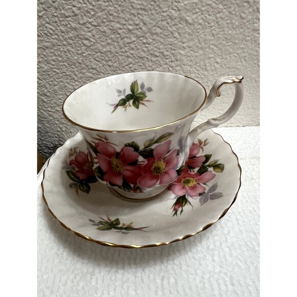 Vintage Royal Albert Bone China England Prairie Rose Cup and Tray - Picture 1 of 4